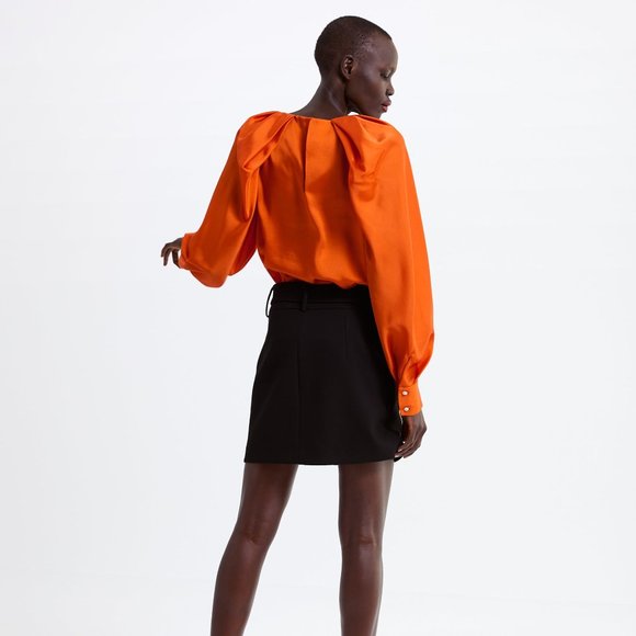 ZARA orange blouse with crystal sleeve - Picture 3 of 16